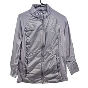 32 Degrees Cool Womens Hybrid Quilted Stretch Jacket Lavender Gray Large T207365